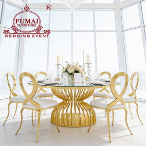Party Outdoor Wedding Event Banquet Gold Stainless Steel Frame <b>Dining</b> <b>Chair</b> - Product Image 4