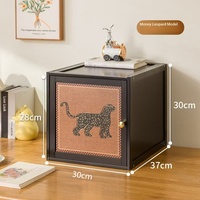 Meuble de rangement empilable vintage, organisateur modulaire avec portes à motifs artistiques pour salon, chambre et bureau