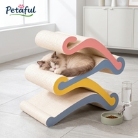 Petaful Macaron Wave Corrugated Cat Scratcher Lounge Bed Durable Wear-Resistant Scratching Pad Rest Sofa Furniture Protector