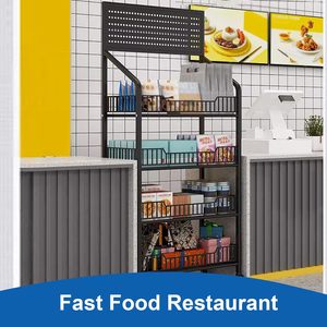 Factory Free-<b>Standing</b> Metal Snack Candy Display <b>Shelf</b> Cart with Wheels for Supermarket - Product Image 3