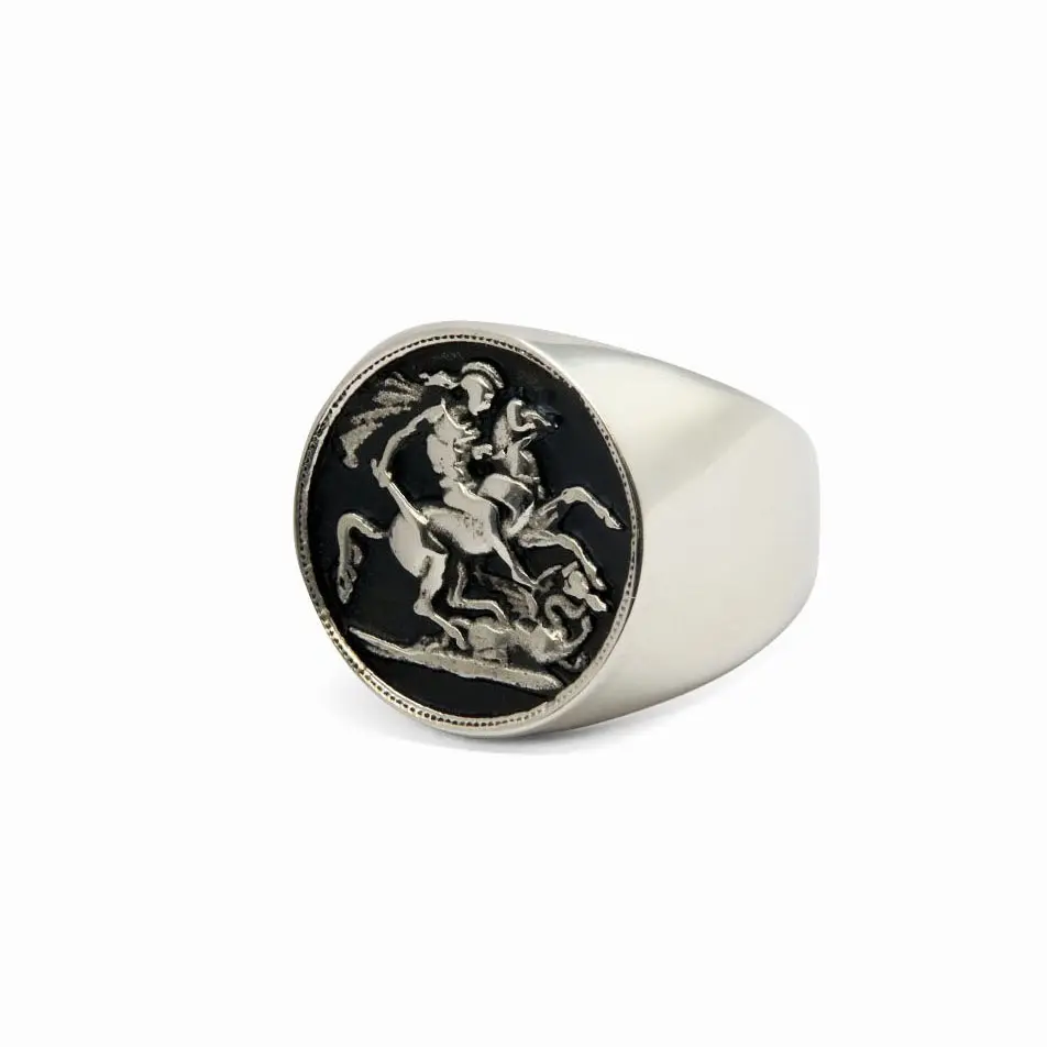 Personalized Mens Animal Horse Ring Stainless Steel Rome Signet Rings for Men