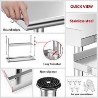 Mesa de Trabajo Resistente de Acero Inoxidable 304 con Patas Redondas y Estante Inferior de Almacenamiento para Uso en Hoteles, Restaurantes y Cocinas