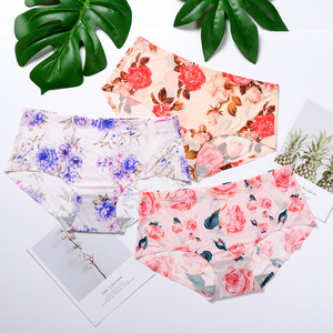 <span class=keywords><strong>Tanga</strong></span> de una pieza de seda de hielo ultrafino con flores americanas europeas de talla grande invisible de tiro bajo para niñas regordetas - Product Image 2