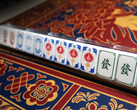 2026 Penjualan Terlaris Mahjong Akrilik Merah Mewah dengan Ukiran Ruby, Ubin Mahjong Cina Amerika, Permainan Hiburan Dalam Ruangan, Alas Mahjong
