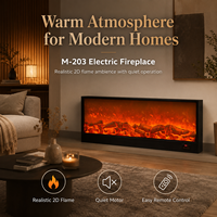 Chimenea Eléctrica Compacta con Llama LED, Construcción Metálica, Calentador de Pared para Habitaciones Pequeñas, Operación en Inglés