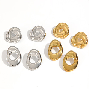 Pendientes de tuerca vintage con diseño geométrico sencillo estilo western para mujer, de oro de 18k, que no se deslustran, joyería de diseñador, regalos - Product Image 3