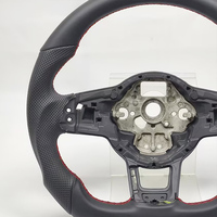 Volant de voiture sport en cuir à fond plat pour VW Golf 6 7 Jetta GTI Polo CC Passat Tiguan Sharan Scirocco