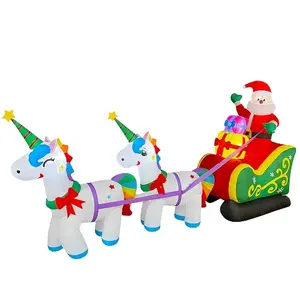 ยูนิคอร์นโหลดคู่ซานตาคลอสตกแต่งคริสต์มาสกลางแจ้ง Inflatables ขายร้อนชนิดใหม่
