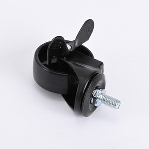 2 Inch Black Pp <b>Caster</b> With Spiral Side Brake Swivel <b>Wheel</b> For Furniture Industry - Product Image 1