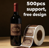 Etiqueta Metálica Personalizada de Lujo para Vino, Etiqueta Metálica en Relieve con Lámina de Aluminio Dorada para Vino Tinto y Whisky