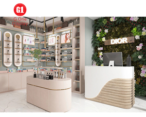 G1 Perfume Shop Interior Design Decoration <b>Makeup</b> Store Display Cabinet Wooden Essential <b>Makeup</b> Display Wall Shelf - Product Image 5