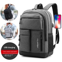 Sac à dos élégant uni pour homme, décontracté, grande capacité 36-55L, léger, pour ordinateur portable, en tissu Oxford, polyester et cuir, avec fermeture éclair