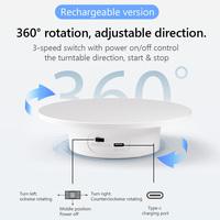 Support de Présentation Rotatif Électrique Rechargeable USB 360 Degrés de 15cm ou 20cm, Mini Plateau Tournant pour Bijoux ou Photographie