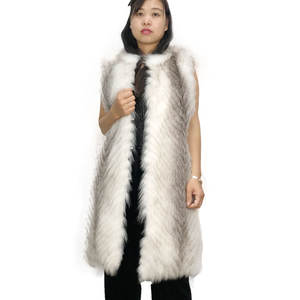 फैक्टरी आउटलेट एक टुकड़ा कस्टम प्राकृतिक रंग उच्च गुणवत्ता वी धारी महिलाओं पार फॉक्स लंबी असली फर बनियान - Product Image 1