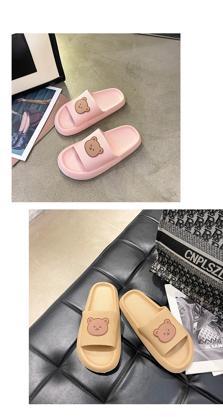 Love Bear Summer Slippers Women Indoor Home Non-slip Bathroom Soft Slides Slippers