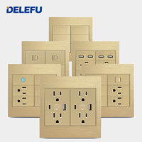 BAOBEN 120*120 Panneau d'alimentation DIY doré avec 3 prises et 2 ports USB-A, USB+ et Type-C, interrupteur standard américain