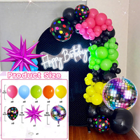 Kit d'arche de guirlande de ballons néon arc-en-ciel, décorations de fête d'anniversaire rétro disco des années 80 et 90