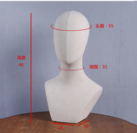 Tête de femme recouverte de tissu Mannequin Long cou bijoux tête d'affichage Mannequin chapeau affichage Mannequin support