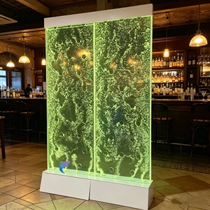 Paravent et séparateur de pièce mobile moderne découpé au laser avec mur à bulles d'eau et éclairage LED RGB pour chambre d'hôtel - Product Image 5