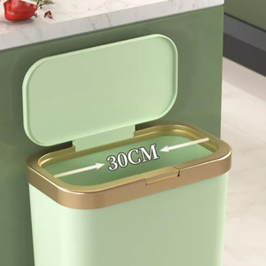 Cubo de Basura Cuadrado con Tapa de 30 cm, Verde Claro y Dorado, Cubo de Basura para Cocina Interior - Product Image 1