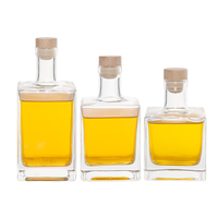 Bouteille de vin en verre transparente carrée vide avec bouchon, 350 ml, 500 ml, 750 ml, personnalisable avec logo, vente en gros directe usine