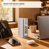 Chargeur GaN 8 ports 520W, station USB C de bureau, 4C PD100W 4A QC30W, écran intelligent, charge rapide pour ordinateur portable, CE RoHS