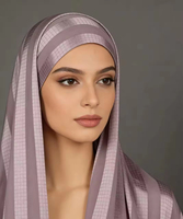 Tissu en polyester tissé à carreaux satiné imprimé africain pour hijab et abaya, doux et fluide, service OEM, style élégant