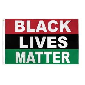 Custom Flag Pan-African Black Lives Matter Flag 3x5ft Africa Color Red, Black, Green Flag with BLM Pride Black Lives Matter