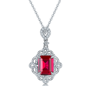 Collier pendentif classique en diamant taille émeraude, plaqué rhodium, argent 925, bijoux de mariage et de fiançailles pour femme, design solitaire - Product Image 1