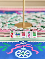 Coffret de Mahjong Thème Hiver Gravé Rouge et Vert en Acrylique 2 Couches, 160 Tuiles Casse-Noisette de Noël, Luxe Américain, Cadeau d'Anniversaire