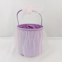 Paniers de Pâques en tulle avec nœuds, accents scintillants, paniers de chasse aux œufs pastel, porte-cadeaux de Pâques de printemps