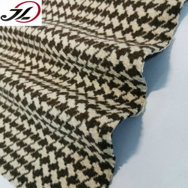 Eco-friendly Houndstooth Yarn Dyed Tartan Cashmere Blend Woolen Fabric