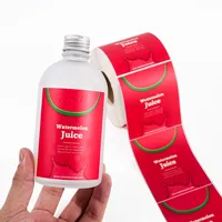 Etiquetas adhesivas para botellas de agua con logotipo de vinilo transparente personalizado, tarro de bebida de jugo de fruta de vidrio de PVC resistente al agua para vino y cerveza