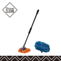 FantasiCLEAN Serpillère de lavage de voiture en microfibre de polyester durable, tête rotative, manche extensible, nettoyage de la maison, brosse de nettoyage des sols