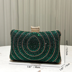 HC1242 New Arrival Women Fashion Temperament Elegant Evening Chain Bag Dark <strong>Green</strong> Rhinestone <strong>Clutch</strong> For Party Formal Event - Product Image 6