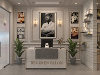 Mobilier de salon de coiffure sur mesure, chaises, miroirs, postes de travail, unités de lavage, armoires de présentation, design d'intérieur, fabrication