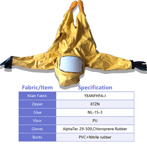 Combinaison de protection chimique hermétique de classe 1a, robuste, avec <span class=keywords><strong>appareil</strong></span> <span class=keywords><strong>respiratoire</strong></span> autonome intégré (SCBA) - Product Image 1
