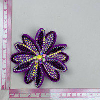 Applique décorative à coudre avec strass en cristal à dos plat en forme de fleur pour robes de mariée - Patch brodé noir pour robe
