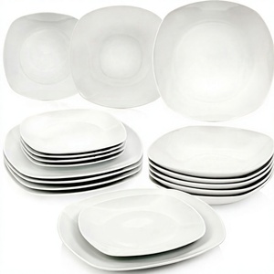 Marble Pattern Ceramic Dinnerware Set Square <b>Porcelain</b> <b>Plate</b> Bowl Salad Dish Set for Home Dining - Product Image 2