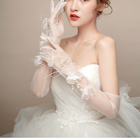 Feishiluo luxe 3D diamant perle gants de mariée fête de mariage longue fleur arc dentelle gants