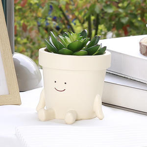 Jardinière assise originale des terriens, jardinière mignonne pour plantes, jardinière amusante en céramique de 3.5 pouces avec drain - Product Image 4