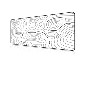 Alfombrilla de Ratón para Juegos Grande, Blanca, con Líneas de Contorno Topográficas Negras, Impermeable, de Goma, con Bordes Cosidos, ODM - Product Image 2
