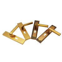 Poignée de porte extérieure en alliage d'aluminium laiton antique de qualité supérieure, avec plaque de serrure et trou pour cylindre, couleur or-noir