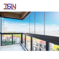 Deslano Ventana plegable panorámica de vidrio sin marco Estilo abierto deslizante horizontal para villas Hecho de fibra de vidrio