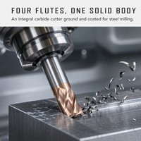 ANGHUA Fraise à queue carrée en carbure monobloc à 4 cannelures, revêtement bronze, pour usinage CNC de moules en acier