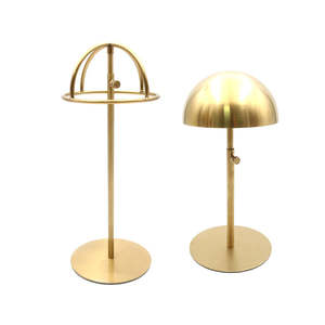 Support en acier inoxydable de fer à revêtement en poudre de luxe en or personnalisé en gros support de chapeau de forme ronde présentoir de chapeau - Product Image 6