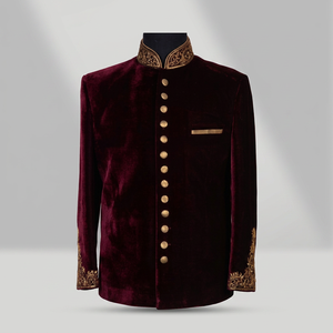2022 Beautiful Decent Zardozi Embroidery Indo-Western Men's Party-Wear Wedding Dress <b>Pants</b> - Product Image 3