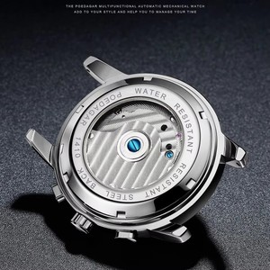 Reloj Mecánico POEDAGAR 1410 con Cronógrafo y Fase Lunar para Hombre, Luminoso, Automático, Correa <span class=keywords><strong>de</strong></span> Cuero, Resistente al Agua - Product Image 5