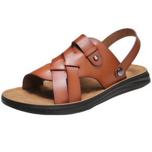 Sandales décontractées pour hommes, style pêcheur, à plateforme, à enfiler, semelle souple, en cuir microfibre, imperméables, séchage rapide, mode, pour l'extérieur, la plage, avec bride de cheville - Product Image 1