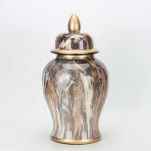 Jarrones de Jengibre de Cerámica y Porcelana, Jarrones Altos de Cerámica Dorados, Florero de Mesa para Decoración de Bodas y Hoteles - Product Image 2